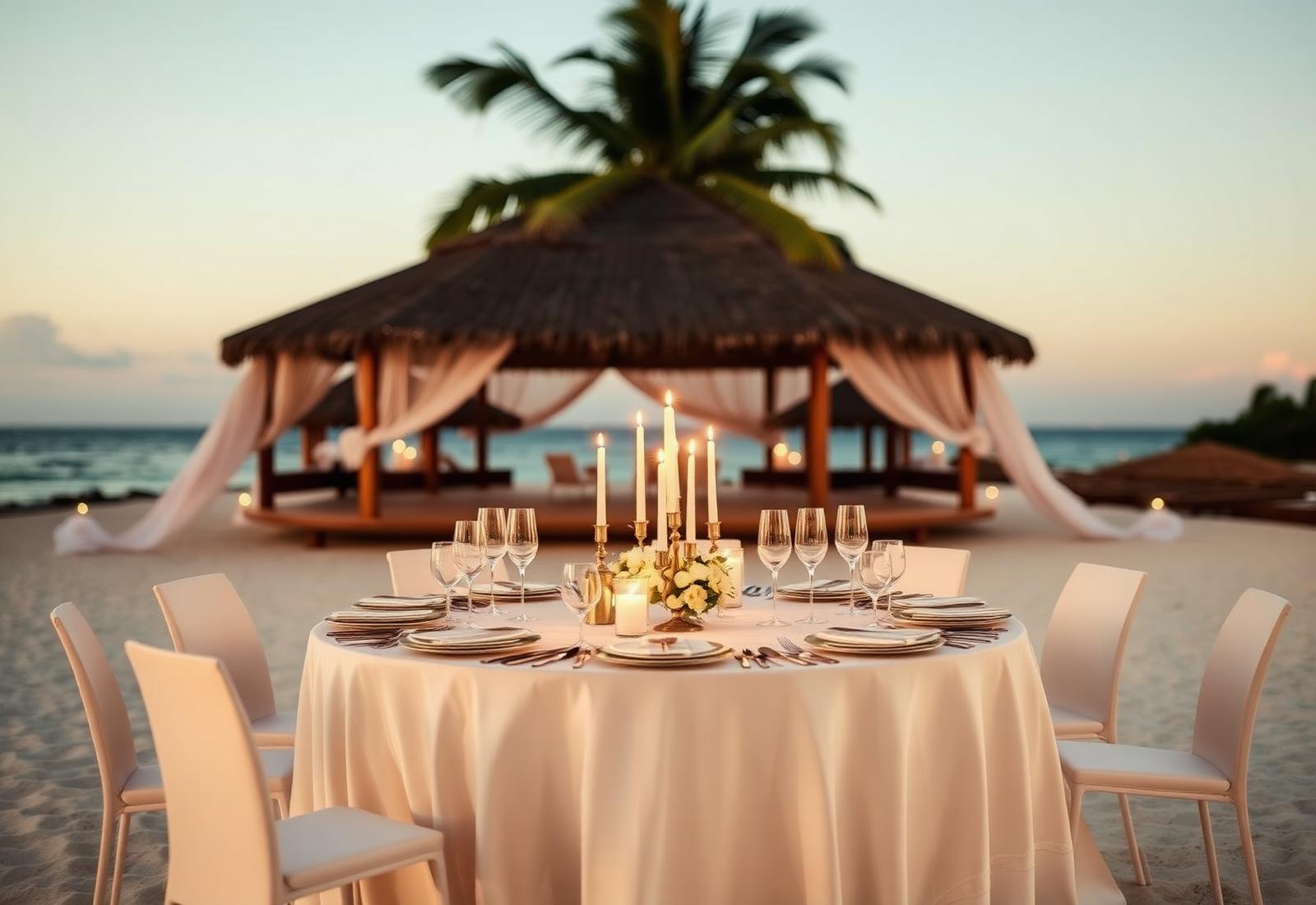 St. Maarten beachside reception at golden hour